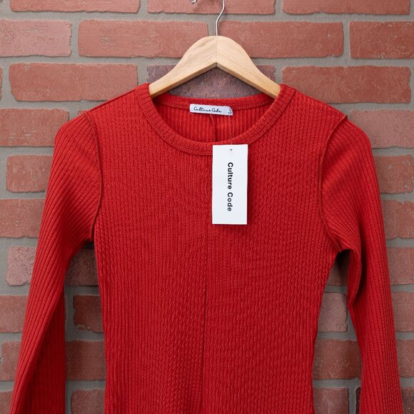 🆕 Red Ribbed Midi Dress - Small - Picture 7 of 13